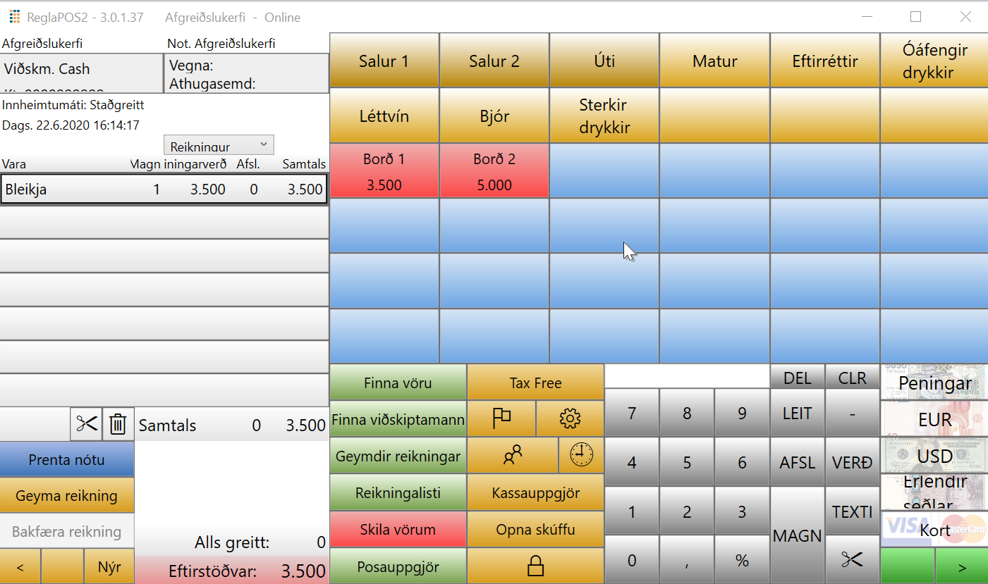 POS sala á borð 2